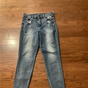 American Eagle Outfitters Blue Distressed Skinny Jeans